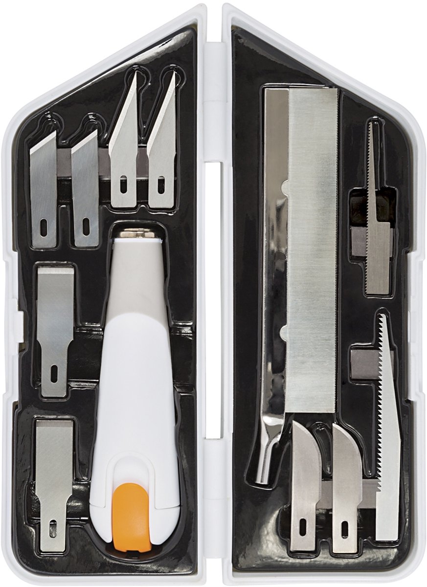Fiskars Mes, beitel en zaagset, L: 15 cm, B: 3 cm, 1 set