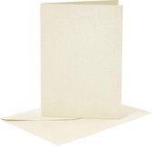 Kaarten en enveloppen, afmeting kaart 10,5x15 cm, afmeting envelop 11,5x16,5 cm, parelmoer, 120+210 gr, off-white, 4 set/ 1 doos