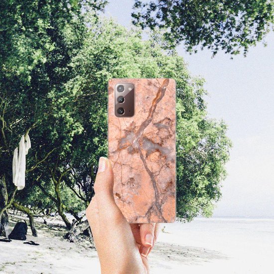 Coque Téléphone pour Samsung Note 20 Bumper Housse Etui Orange De Marbre