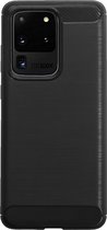 BMAX Carbon soft case hoesje geschikt voor Samsung Galaxy S20 Ultra / Soft Cover - Zwart