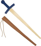 Houten zwaard met schede blauw handvat | 60 cm