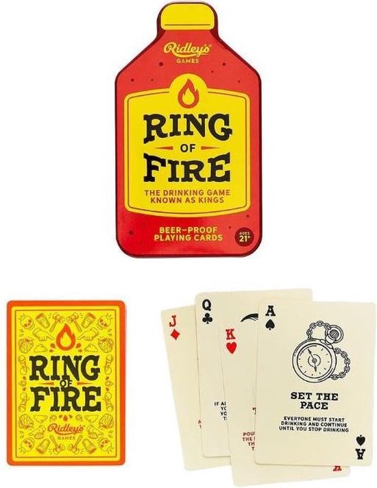Ridley's Jeux Jeu de cartes à boire Ring Of Fire 13 X 7 Cm Pvc Rouge /  jaune | Jeux | bol.com