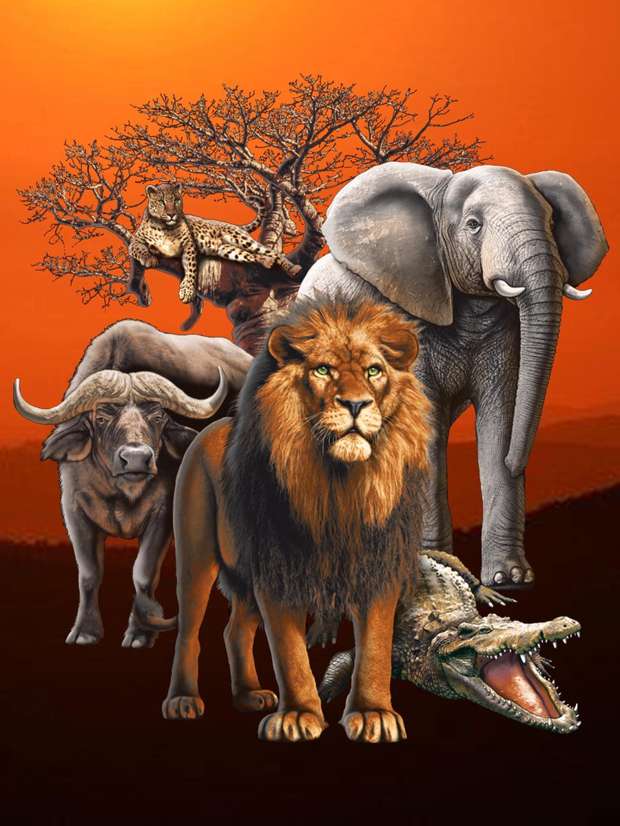 Paintd Diamond Painting Volwassenen Kinderen - The Big Five 2 Olifant Leeuw - 30x40 - Vierkante steentje