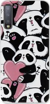 ADEL Siliconen Back Cover Softcase Hoesje Geschikt voor Samsung Galaxy A7 (2018) - Panda Hartjes