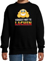 Funny emoticon sweater Vergeet niet te lachen zwart kids 9-11 jaar (134/146)