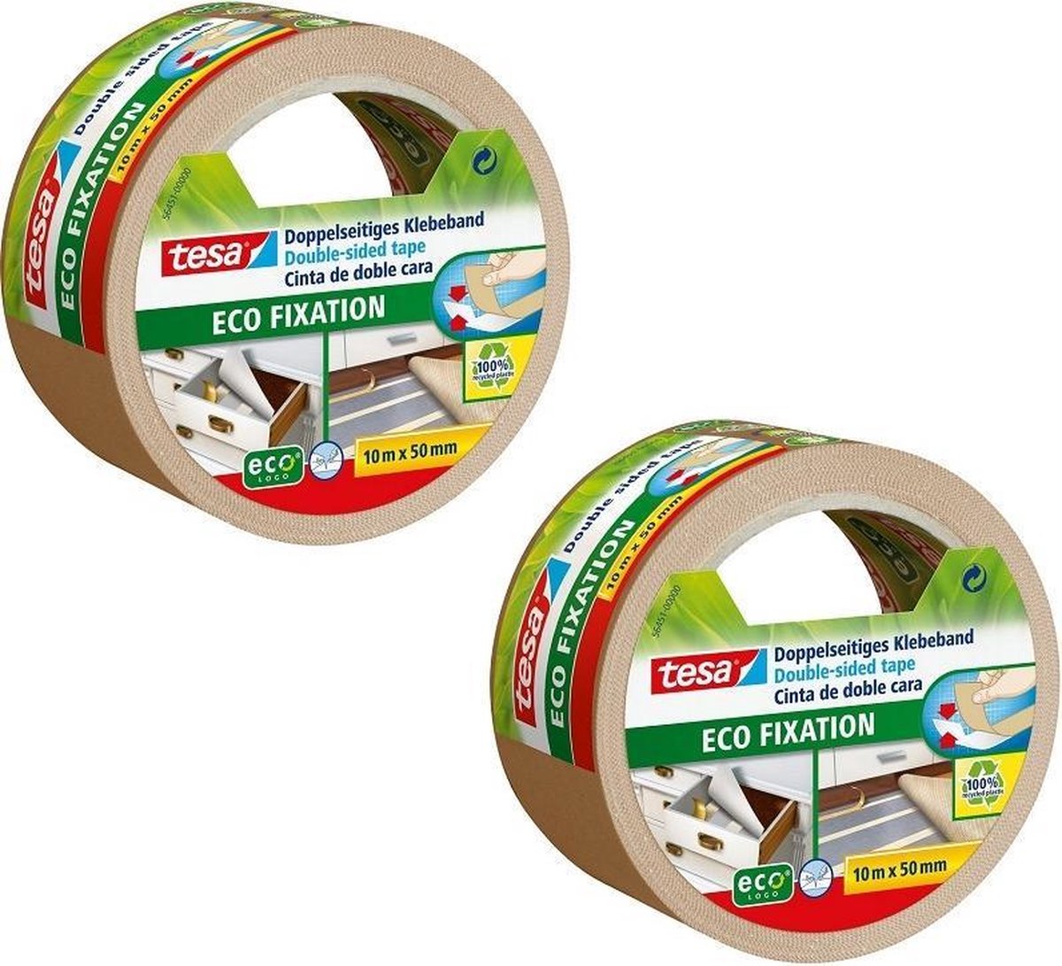 3x Tesa dubbelzijdig tapijttape wit op rol 10 meter Klusmateriaal