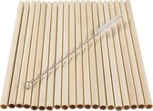 40x Pailles en bambou 20 cm avec brosse - Pailles réutilisables écologiques - Pailles en bambou - Articles de fête
