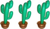 Pakket van 3x stuks mexicaanse Cactus plant opblaasbaar 90 cm - Tropische Hawaii feestartikelen/versiering