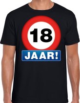 Stopbord 18 jaar verjaardag t-shirt zwart voor heren S