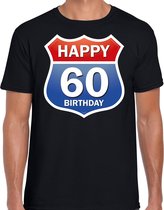 Happy birthday 60 jaar verjaardag t-shirt route bordje zwart voor heren XL