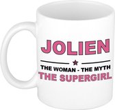 Jolien The woman, The myth the supergirl cadeau koffie mok / thee beker 300 ml