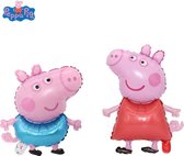 Peppa Pig en George Pig folie ballon | set van 2 stuks | 74x49 cm | 50x39cm | verjaardag versiering kinderfeestje | Feestpakket | Inclusief opblaas rietje | Peppa Big | George Big