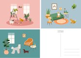 Fabrique a la Carte Wenskaarten set - 15 kaarten - Honden & Katten