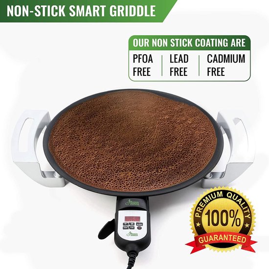 16 inch NonStick Electric Grill (Mitad, Mogogo) voor Injera, Pizza, Flatbread,... bol
