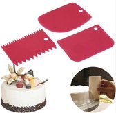 Grattoir à fondant 3x | Grattoirs à glaçage | Grattoir à pâte | Racloir à pâte | Diviseur de pâte | Grattoir à gâteau | Grattoir pour gâteau | Coupe-pâte | Outils pour le gâteau | Grattoir à glaçage - Plastique rouge Set de 3 pièces