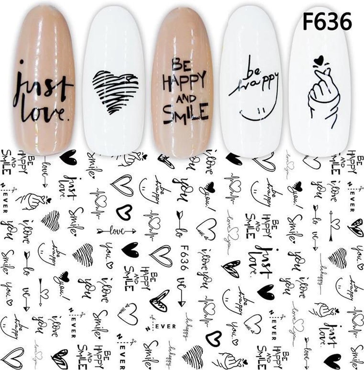 Nagel Stickers Nail Art 3D - Nagelversiering - Decoratie Stickers - Nagelfolie - 92 stickers - Merkloos