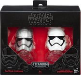 Star Wars The Black Series - Titanium Series: Captain Phasma + Stormtrooper Die Cast Helmen