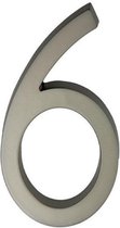 YALE huisnummer "6" | mat vernikkeld metaal | hoogte 15 cm | incl bevestigingsmateriaal