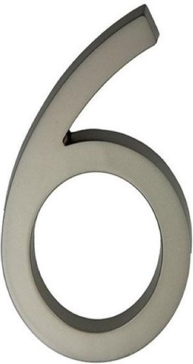 YALE huisnummer "6" | mat vernikkeld metaal | hoogte 15 cm | incl bevestigingsmateriaal