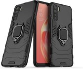 Oppo A91 Robuust Kickstand Shockproof Zwart Cover Case Hoesje ABL