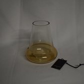 kaarshouder in 2 kleurig glas (helder/licht bruin), 15.5 x Ø 12.5 cm (opening Ø 6 cm)