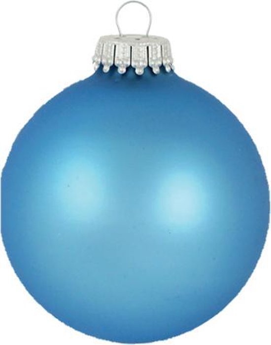 Lichtblauwe / IJs Blauwe Kerstballen 7 cm mat doosje van 8