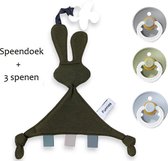 Speendoek FOREST Funnies + 3 BIBS spenen - Glow in the dark - Cloud / Babyblue / Sage t2 - maat 2 - 6-18maanden