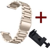 Smartwatch bandje - Geschikt voor Samsung Galaxy Watch 3 45mm, Gear S3, Huawei Watch GT 2 46mm, Garmin Vivoactive 4, 22mm horlogebandje - RVS metaal - Fungus - Schakel - Champagne