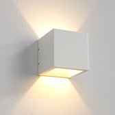 Wandlamp Cube Wit - 10x10x10cm - LED 6W 2700K 696lm - IP54 - Dimbaar > wandlamp binnen wit | wandlamp buiten wit | wandlamp wit | buitenlamp wit | muurlamp wit | led lamp wit | sfe