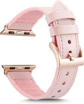 Geschikt voor Apple Watch bandje 42 / 44 / 45 mm - Series 1 2 3 4 5 6 7 SE - Smartwatch iWatch horloge band - 42mm 44mm 45mm - Fungus - PU Leer - Roze