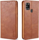 AZNS Samsung Galaxy A21S Hoesje Wallet Book Case Kunstleer Bruin