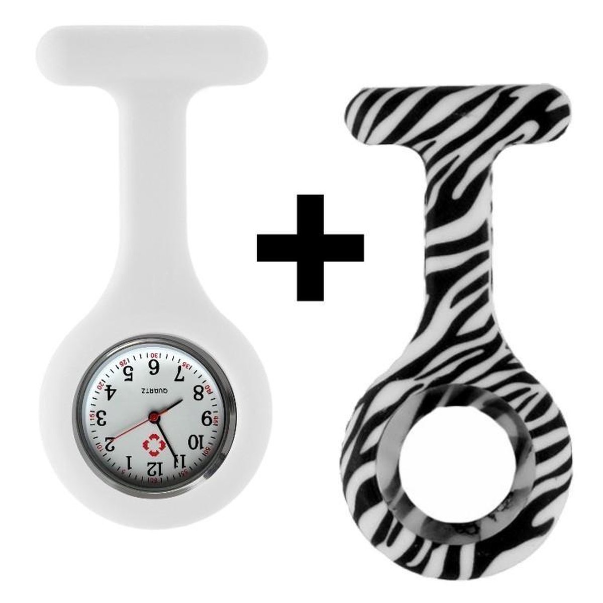 Fako® - Verpleegstershorloge - Zusterhorloge - Verpleegster Horloge - Siliconen Duo - Zebra Wit