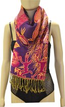 Sjaal, Wrap 100% Katoen - Peacock, Pauw patroon - Dubbel gekleurd