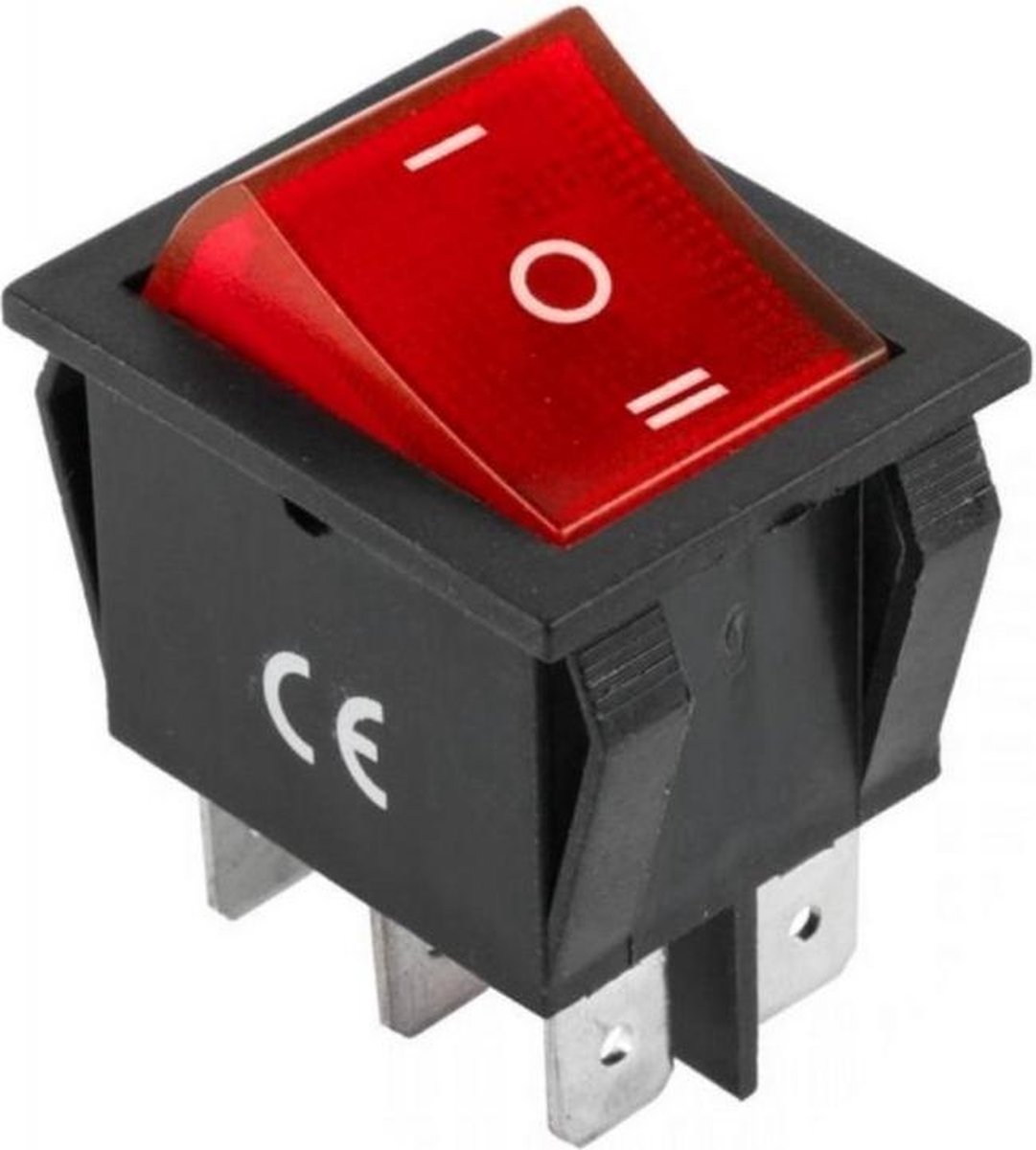 Interrupteur à bascule ON-OFF-ON permanent 15A 250V 28x22mm noir ou rouge