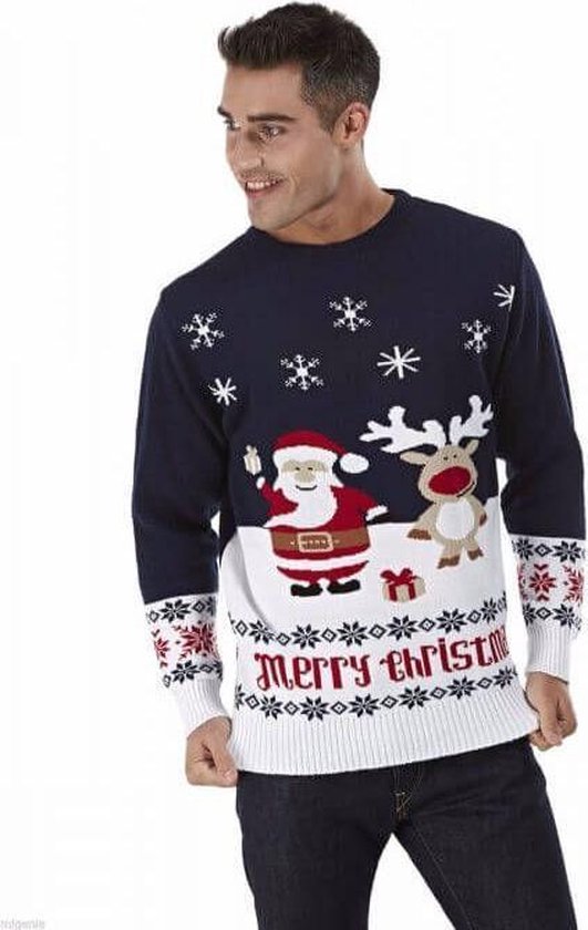 Foute Kersttrui Dames & Heren - Christmas Sweater - "Cadeau van Rudolf & de Kerstman" - Kerst trui Mannen & Vrouwen Maat L