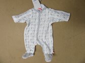 noukie's pyjama in velour , ijsbeer wit met grijst , 1maand 56