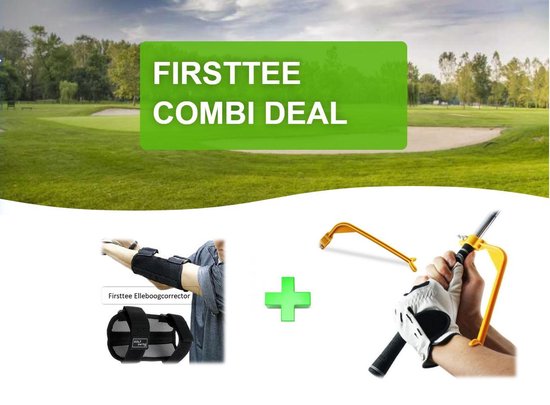 Foto: Firsttee combi deal aanbieding elleboogcorrector swing guide verbeter je swing swingtrainer golf accessoires trainingsmaterialen trainer golfswing cadeau houding golftrainingsmateriaal golf sport golf training golfset