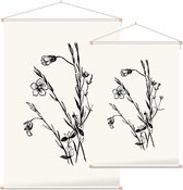 Geelhartje zwart-wit (Linum Cartharticum) - Foto op Textielposter - 90 x 135 cm