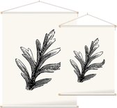 Bladtekening zwart-wit 2 - Foto op Textielposter - 45 x 60 cm