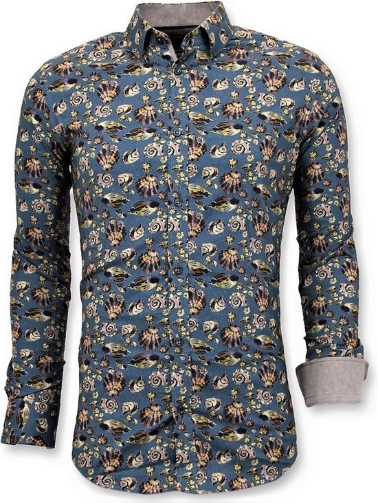 Luxe Italiaanse Heren Overhemd - Digitale Bloemen Print - 3062 - Groen
