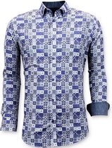 Luxe Trendy Overhemden Heren - Digitale Print - 3055 - Blauw