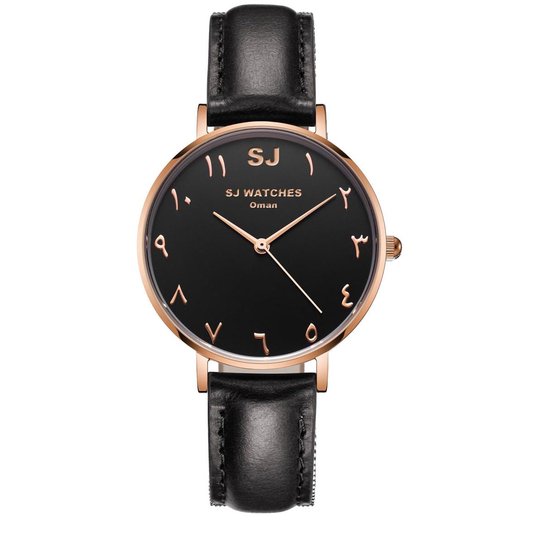 SJ WATCHES Oman horloge dames zwart en rose goud en Arabische cijfers -  horloges voor... | bol.com