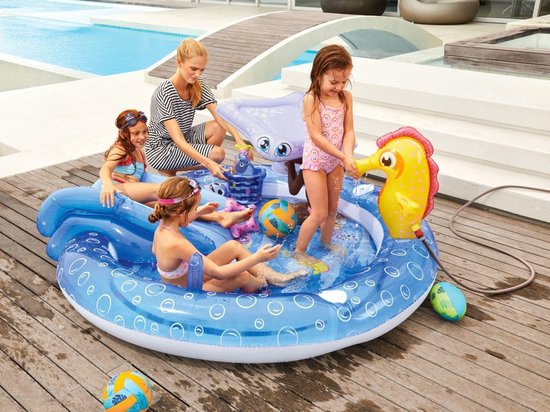snap stoel Inefficiënt kinderzwembad met glijbaan - speelzwembad - babyzwembad - opblaasbaar -  zwembad -... | bol.com