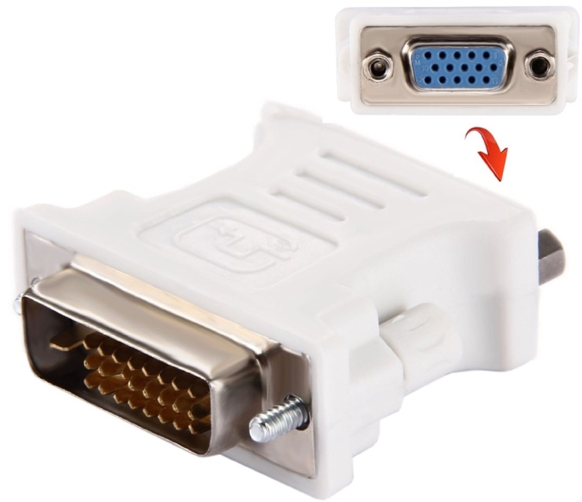 2 stuks ! DVI 24+1 Pin Male to VGA 15Pin Female adapter(White)