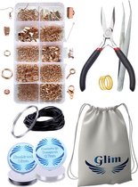 Glim® Sieraden set XL - Compleet starterpakket - 911 stuks - DIY Zelf volwassenen pakket - Onderdelen kit - Meisjes Oorbellen maken - Hobby - Rosé