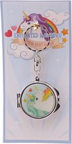 sleutelhanger make-up spiegeltje Eenhoorn regenboog blauw of groen