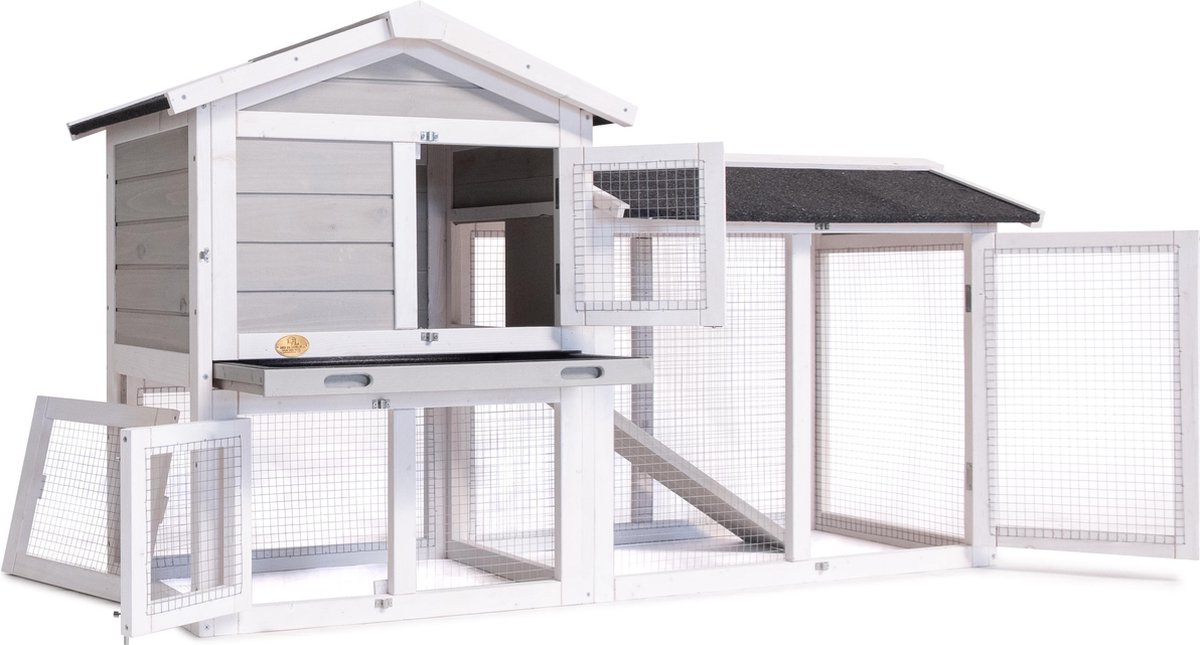 Dierenverblijf Avoriaz - Konijnenhok - Wit/Grijs - 147 x 53 x 85 cm
