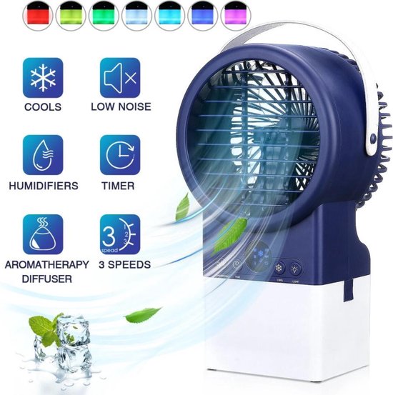 Draagbare airconditioning luchtreiniger bevochtiger Ventilator 4-in-1  3-snelheden | bol.com