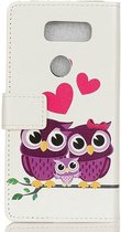 LG V60 ThinQ Book Case Hoesje Wallet met Print Loving Owls