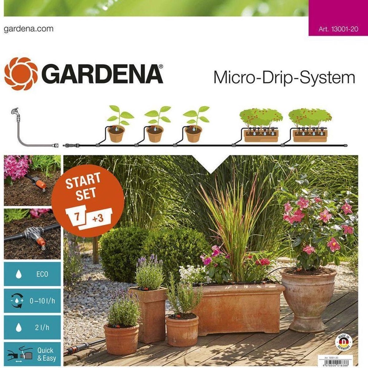GARDENA Micro Drip System Startset Bloempotten Druppelsysteem - Geschikt Voor 7 Bloempotten - 3 Bloe